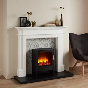 Focal Point Montana White & black MDF Artisian Fireplace surround set