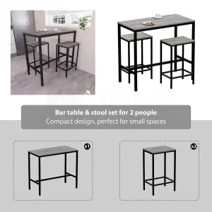 Vida Designs Roslyn 2 Seater Bar Table Set, Grey