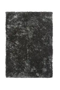 Charcoal Shaggy Rug, Plain Modern Rug, Handmade Rug, Charcoal Rug for Bedroom, Living Room, & Dining Room-120cm X 170cm