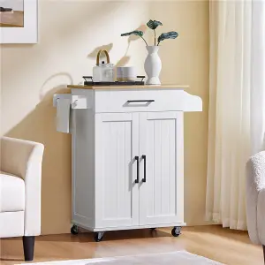 Yaheetech White Rolling Kitchen Cart with Drawer