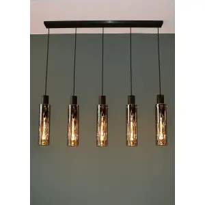 Lucide Orlando Modern Bar Pendant Light - 5xE27 - Smoke Grey