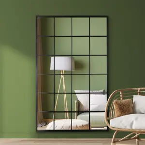 MirrorOutlet The Fenestra Black Modern Window Leaner / Wall Mirror 69" X 43" 174CM X 110CM