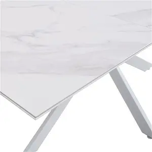 Varden White Ceramic Extending Dining Table 8-10 Seater Modern - Daals - Dining Tables