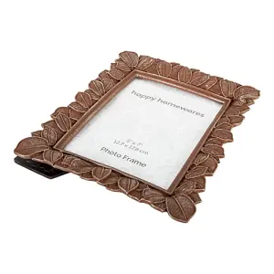 Classic Rustic Bronze Floral Multi Leaf 5x7 Picture Frame with Brushed Gold Trim