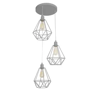 Luminosa Karo Cluster Pendant Ceiling Light Grey 32cm