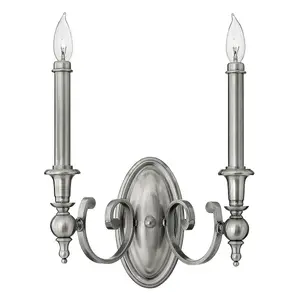 Twin Wall Light Tall Candle Sleeve Finials & Ball Shape Nickel LED E14 60W