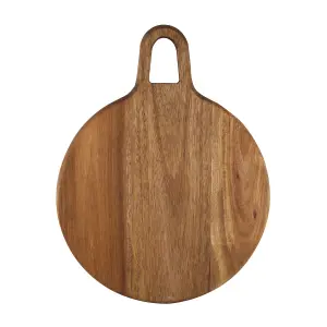 Cutting Board Acacia Wood Chopping Round Handled Board Serve Food Worktop Saver