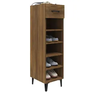 Berkfield Shoe Cabinet Brown Oak 30x35x105 cm Engineered Wood