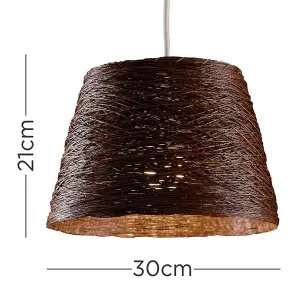 ValueLights Jaap Modern Brown Wicker Rattan Style Ceiling Pendant Light Shade