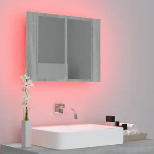 Berkfield LED Mirror Cabinet Grey Sonoma 60x12x45 cm Engineered Wood