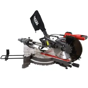 Excel 10" 255mm Sliding Mitre Saw Double Bevel 2000W/240V with Laser & Universal Wheel Stand