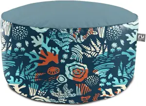 rucomfy Printed Outdoor Sea Breeze Drum Pouffe Beanbag