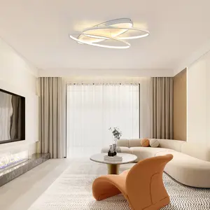 LED Modern Ceiling Light 3 Ring Dimmable with Remote Control Hanalei White