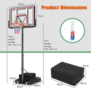 COSTWAY Portable Basketball Hoop 7.4-10 FT Adjustable Basketball Goal System