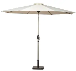 3m Ivory Brushed Aluminium Crank and Tilt Parasol