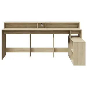 Berkfield Desk with LED Lights Sonoma Oak 200x104x91 cm Engineered Wood