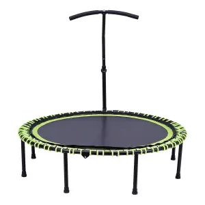 48in Bungee Cords Foldable Round Trampoline with Adjustable T-Handle Bar in Green