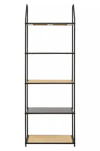 Interiors By Premier Open And Functional Storage Five Tier Shelf Unit, Metal Frame Unit, Sturdy And Durable Wooden Bookshelf