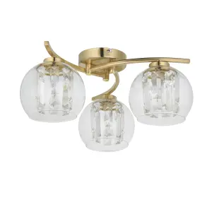 Harbour Studio Mallorie Satin Glass & metal Gold 3 Lamp LED Ceiling light