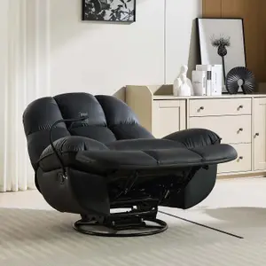 Chicago Faux Leather Swivel & Rocker Manual Recliner Chair Black