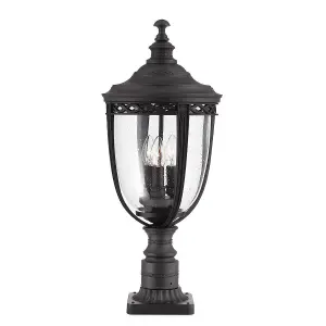 Luminosa English Bridle 3 Light Large Outdoor Pedestal Light Black IP44, E14