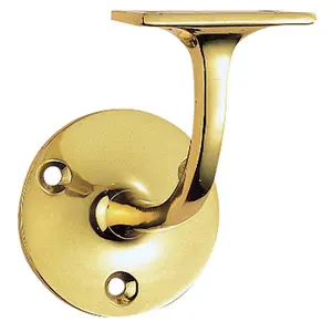 Lightweight Handrail Bannister Bracket 72mm Projection Polished Brass