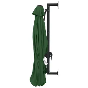 Berkfield Wall-Mounted Parasol with Metal Pole 300 cm Green