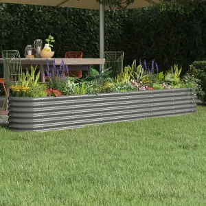 Berkfield Garden Planter Powder-coated Steel 260x40x36 cm Grey