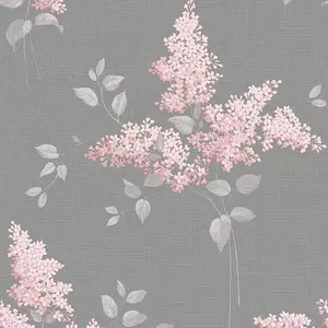 Phoebe Floral Wallpaper Pink / Grey Belgravia 59001