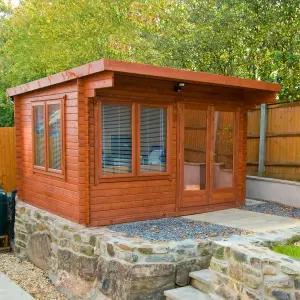 Shire Danbury 12x8 ft Toughened glass & 4 windows Pent Wooden Cabin