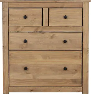 Panama 4 Drawer 2+2 Chest Of Drawers in Waxed Pine Finish