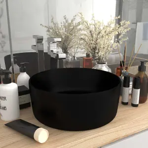 Berkfield Luxury Wash Basin Round Matt Black 40x15 cm Ceramic