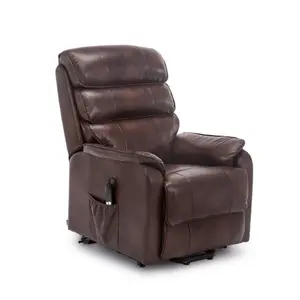 Buckingham Single Motor Electric Rise Recliner Bonded Leather Armchair Sofa Mobility Chair (Brown)