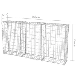 Coline Gabion Basket Steel Outdoor Garden Basket Wall Wire Fence 100cm H x 200cm W x 30cm D