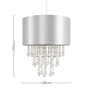 ValueLights Jesmond Acrylic Jewel Effect Droplet Grey Ceiling Pendant Light Shade