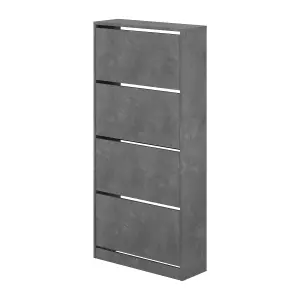 Decortie Modern Shoe Cabinet with 4 Compartment Retro Grey154.5cm