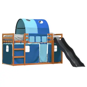 Berkfield Bunk Bed without Mattress with Slide and Curtains Blue 90x200 cm