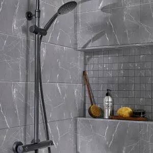 Elegance Grey Marble effect Ceramic Indoor Tile, Pack of 7, (L)600mm (W)200mm