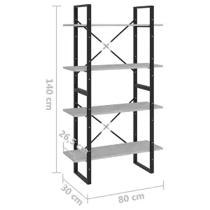 Berkfield 4-Tier Book Cabinet Concrete Grey 80x30x140 cm Engineered Wood