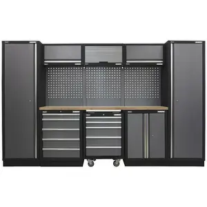 Versatile Garage Storage System with Pressed Wood Worktop - 3240mm x 485mm x 2000mm