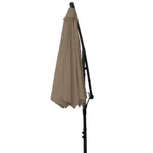 SunDaze 3M Taupe Cantilever Garden Banana Parasol with Adjustable Crank Patio Shade