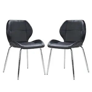 Furniture In Fashion Darcy Black Faux Leather Dining Chairs In A Pair