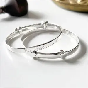 Child's Sterling Silver Expanding Bangle With Heart