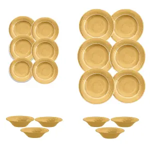 Purely Home Crackle Gold Melamine 18 Piece Outdoor Dinnerware Set for 6