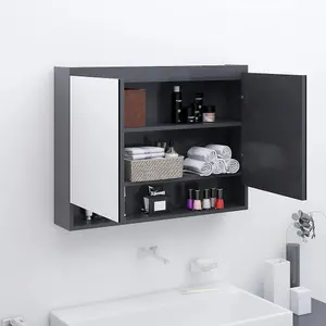 Berkfield Bathroom Mirror Cabinet 80x15x60 cm MDF Grey