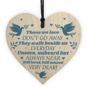 Wooden Heart Plaque Sign Bereavement Memorial Remembrance Poem Mum Dad Gift