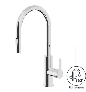 GoodHome Zanthe Chrome-plated Kitchen Pull-out Tap