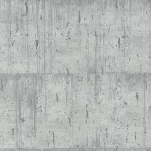 Galerie Air Collection Silver Metallic Aged Concrete Textured Wallpaper Roll