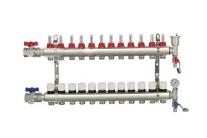 Warmer System Underfloor Heating 12 Port Manifold with 'A' Rated Auto Pump GPA25-6 III and Blending Valve Set