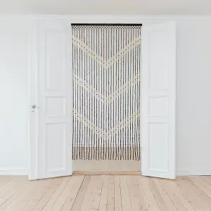 JVL Provence Beaded Door Curtain, 90 x 180 cm, Chevron